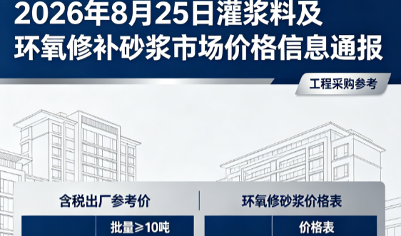 岱岳2026年8月25日灌浆料及环氧修补砂浆市场价格信息通报